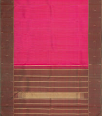 Hot Pink Handloom Kanchipuram Silk Saree With Stripes-KA15102