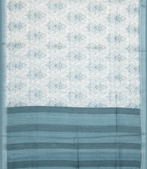 Off White Woven Synthetic Jute Saree With Printed Floral Motifs-BL4171