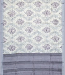 Off White Woven Synthetic Jute Saree With Printed Floral Motifs-BL4170