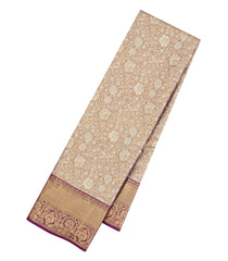 Taupe Woven Tissue Silk Saree With Floral Zari Motifs-KA15563