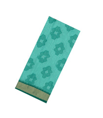 Turquoise Woven Art Dupion Saree With Printed Tie & Dye Motifs & Contrast Border-BL4981