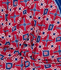 Red Handwoven Orissa Cotton Saree With Tie & Dye Motifs-OR0896