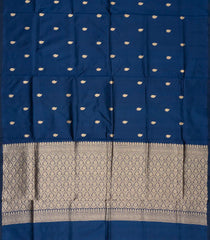 Navy Blue Handloom Banarasi Silk Saree With Floral Buttas-BE1612
