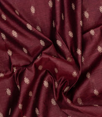 Dark Brown Woven Tussar Silk Saree With Floral Motifs & Contrast Border-TU3544
