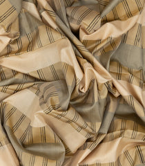 Beige Handloom Soft Silk Saree With Broken Stripes-SO4247
