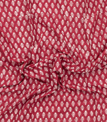 Crimson Printed Jaipur Cotton Saree With Tie & Dye Motifs-JC1849