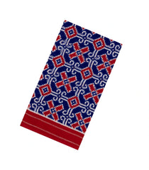 Blue Handwoven Orissa Cotton Saree With Tie & Dye Motifs-OR0891