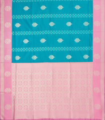 Cyan Woven Blended Aura Saree With Zari Buttas & Zari Border-BL5821