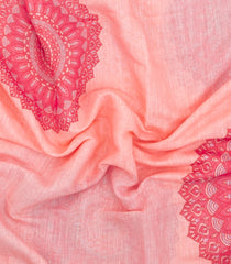 Peach Printed Synthetic Linen Saree With Floral Motifs-SY0164
