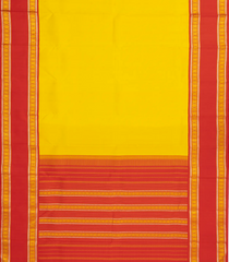 Mustard Handloom Korvai Kanchipuram Silk Saree With Buttas-KA14593