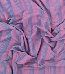 Pink & Grey Handwoven Bengal Cotton Saree With Stripes-BG1525