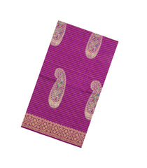 Magenta Printed Synthetic Dola Silk Saree With Zari Stripes & Border-SY0396