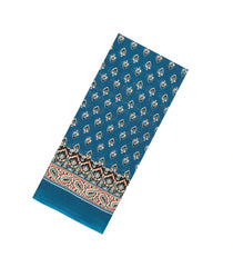 Blue Printed Jaipur Cotton Saree With Printed Floral Motifs-JC1915