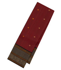 Rust Handloom Kanchipuram Silk Saree With Thread Work Border-KA15165