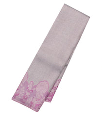 Grey Handloom Kanchipuram Silk Saree With Floral Jaal Motifs - KA14649