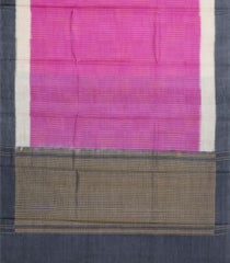 Hot Pink Woven Dupion Silk Saree With Dotted Stripes & Contrast Border-DS0626