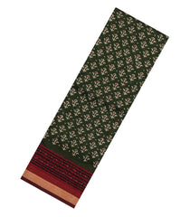 Green Printed Chanderi Cotton Saree With Zari Border-BL5499