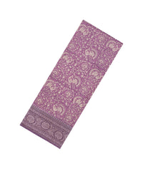 Lilac Printed Chanderi Cotton Saree With Floral Motifs & Zari Border-CC1672