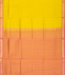 Lemon Yellow Handloom Silk Cotton Saree With Contrast Border-SC3492