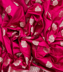 Hot Pink Woven Art Tussar Silk Saree With Floral Motifs-BL4629