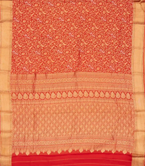 Red Mysore Crepe Silk Saree With Peacock Floral Motifs-MS3107