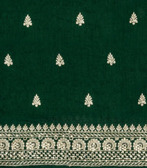 Bottle Green Woven Synthetic Blended Saree With Embroidered Motifs-EN2078