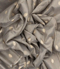 Grey Woven Synthetic Supernet Saree With Floral Motifs-BL4238
