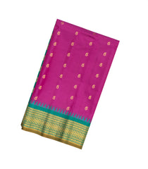 Magenta Handloom Gadwal Silk Saree With Buttas & Contrast Border-GA0166