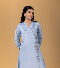 Ice Blue Embroidered Festive Kurta-KR0862