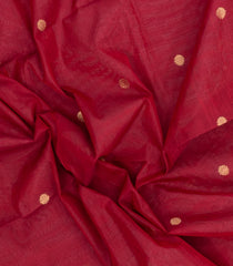 Crimson Handloom Silk Cotton Saree With Zari Buttas & Contrast Border-SC4795