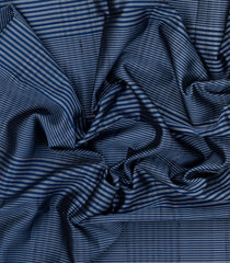 Navy Blue Handloom Soft Silk Saree With Stripes & Border-SO4548