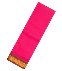 Hot Pink Woven Chirala Cotton Saree With Stripes & Contrast Temple Border-CR1311