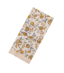 Taupe Handloom Tussar Silk Saree With Yellow Printed Motifs-TU3439