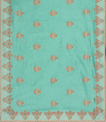 Aquamarine Woven Synthetic Blended Saree With Embroidered Motifs-EN2086