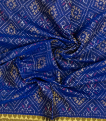 Blue Handloom Rajkot Patola Silk Saree With Ikat Motifs-IK0444