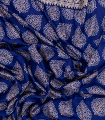 Blue Printed Synthetics Dola Silk Saree With Floral Motifs-BL5197
