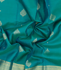 Aquamarine Woven Pure Silk Saree With Floral Buttas-KA15537