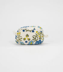 White Cotton Bagru Printed Coin Pouch With Zipper-ACS1073