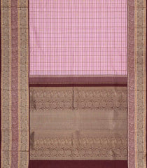 Baby Pink Handloom Korvai Kanchipuram Silk Saree With Checks & Buttas-KA15287