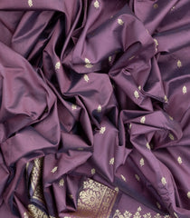Lilac Woven Banarasi Silk Saree With Floral Motifs-BE1609