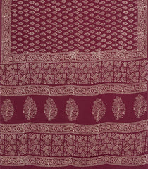 Maroon Printed Jaipur Cotton Saree With Printed Floral Motifs-JC1785