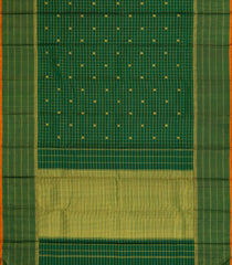 Green Handloom Kanchipuram Silk Saree With Zari Checks-KA15304
