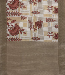 Crimson Woven Blended Linen Saree With Printed Floral Motifs-BL4843