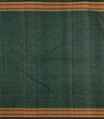 Bottle Green Woven Bengal Cotton Saree With Cross Motifs-BG1464