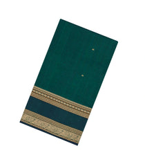 Sea Green Handloom Silk Cotton Saree With Buttas-SC4437