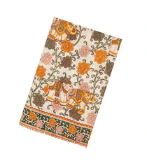 Cream Printed Kalamkari Cotton Saree -KAL1240