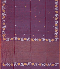 Maroon Handloom Tussar Linen Saree With Floral Motifs-TU3017
