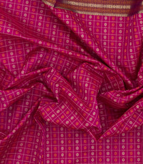 Hot Pink Handloom Silk Cotton Saree With Checks-SC4213