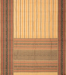 Taupe Handloom Kanchi Cotton Saree With Rudraksham Stripes