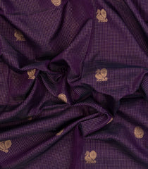 Violet Handloom Silk Cotton Saree With Checks & Buttas-SC4245